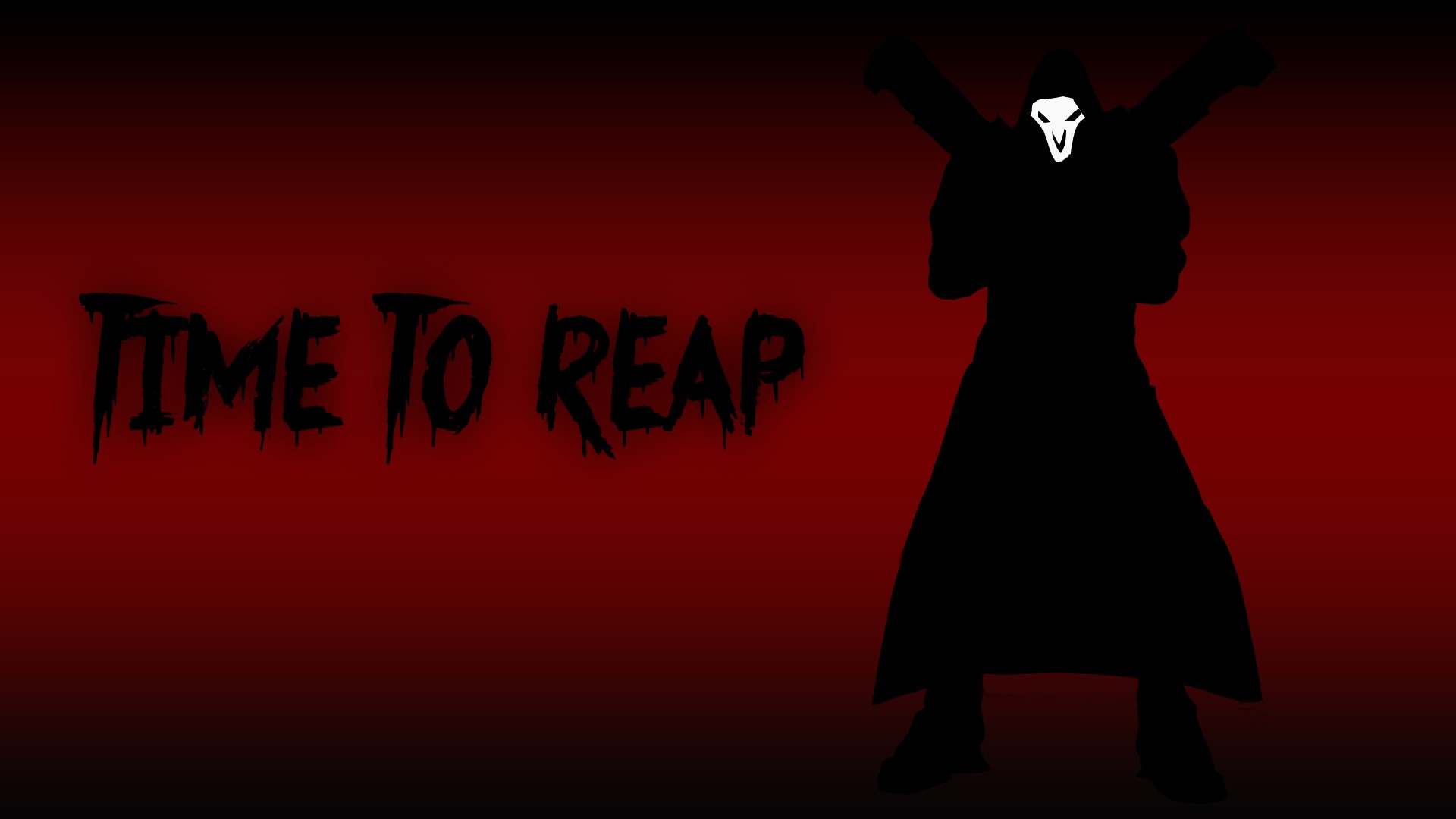 Reaper (Overwatch), Silhouette, Typography, Mask, Digital art, Red background Wallpaper
