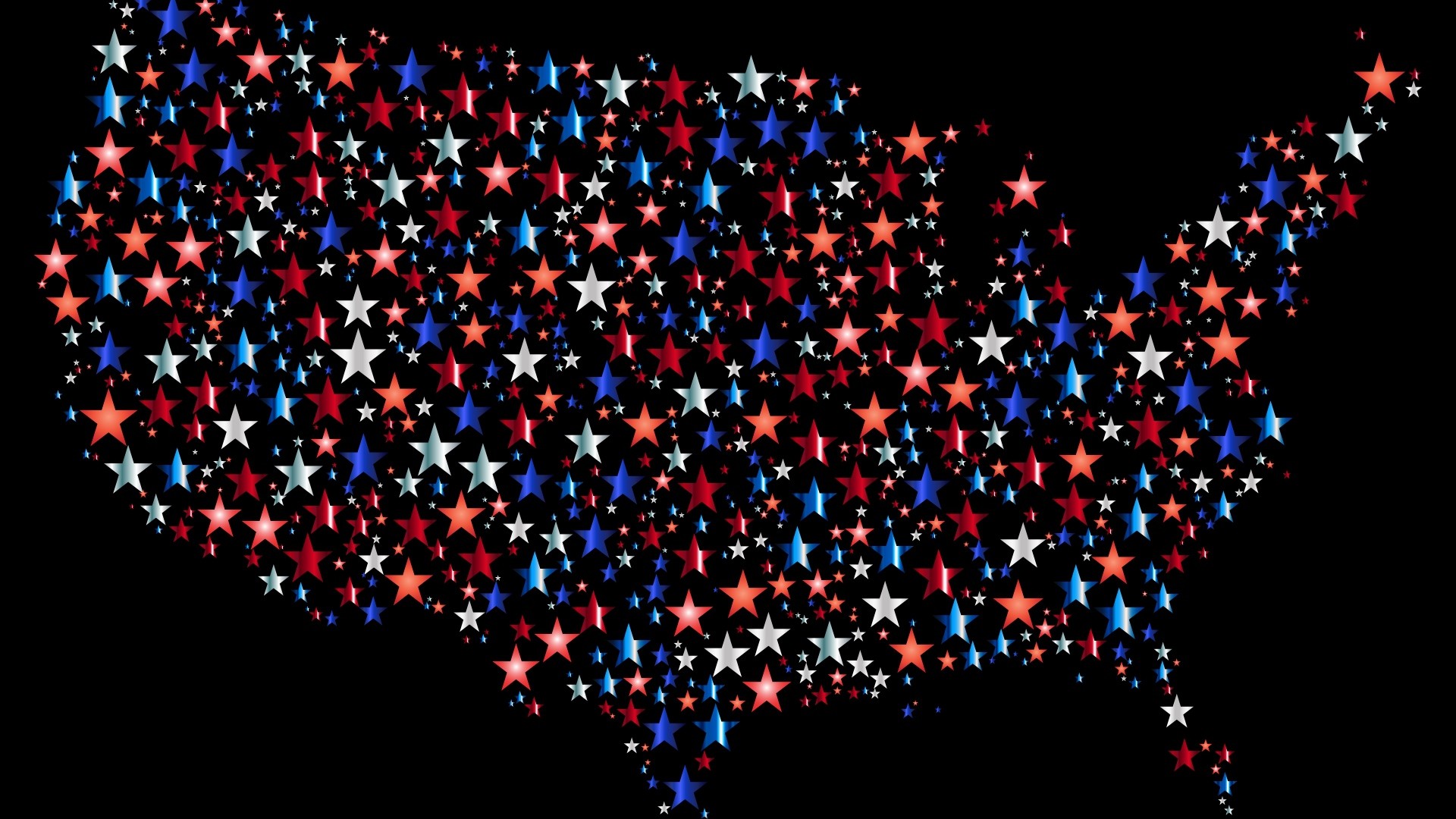 black background, Digital art, USA, Stars, Colorful, Map Wallpaper