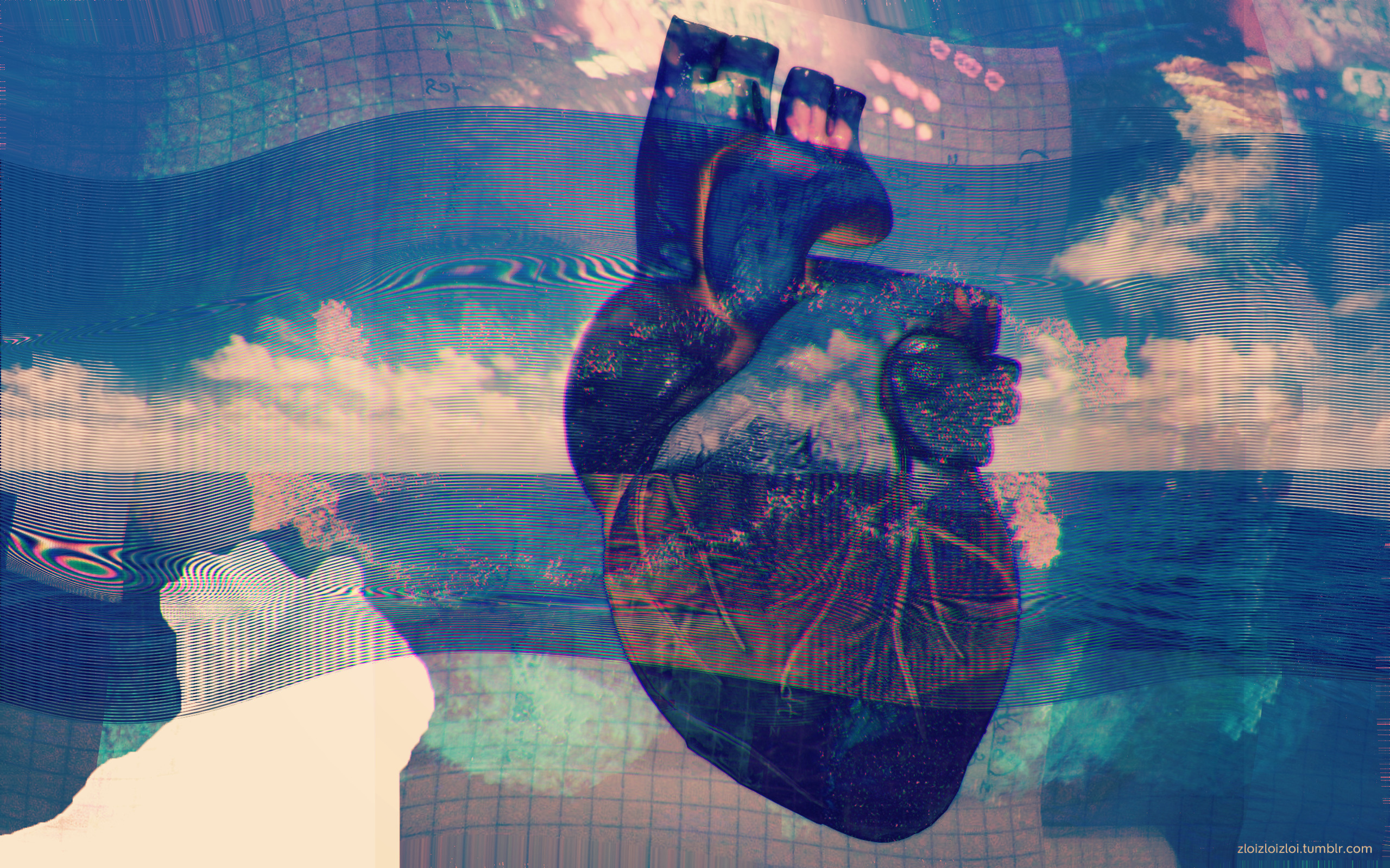 heart, Glitch art, Abstract Wallpaper