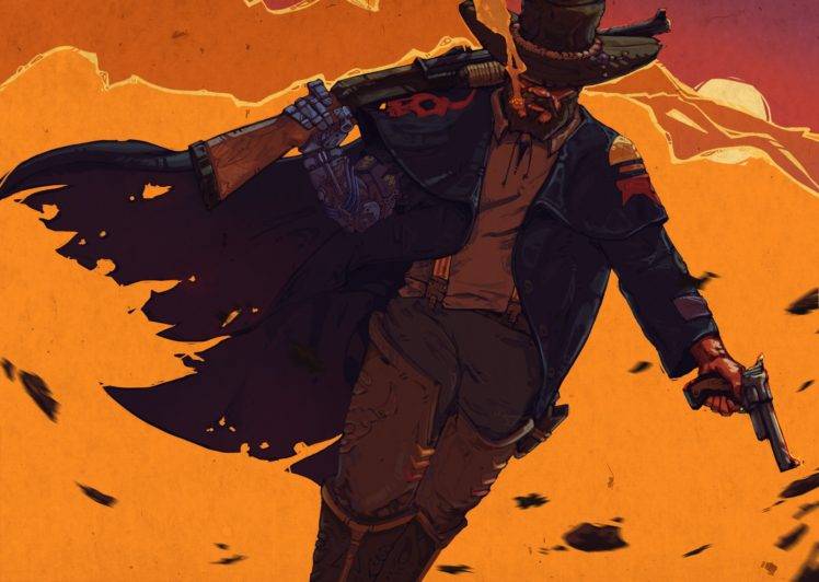 cowboys, Artwork, Science fiction, Shotgun, Revolver HD Wallpaper Desktop Background