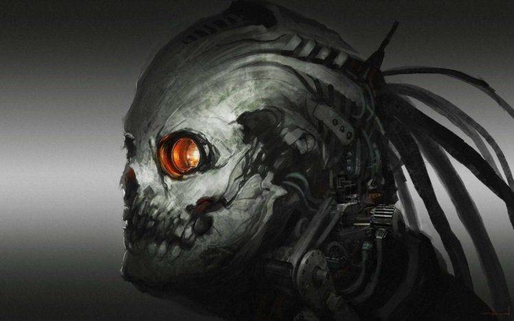 skull, Robot, Cyborg, Artwork, Science fiction HD Wallpaper Desktop Background