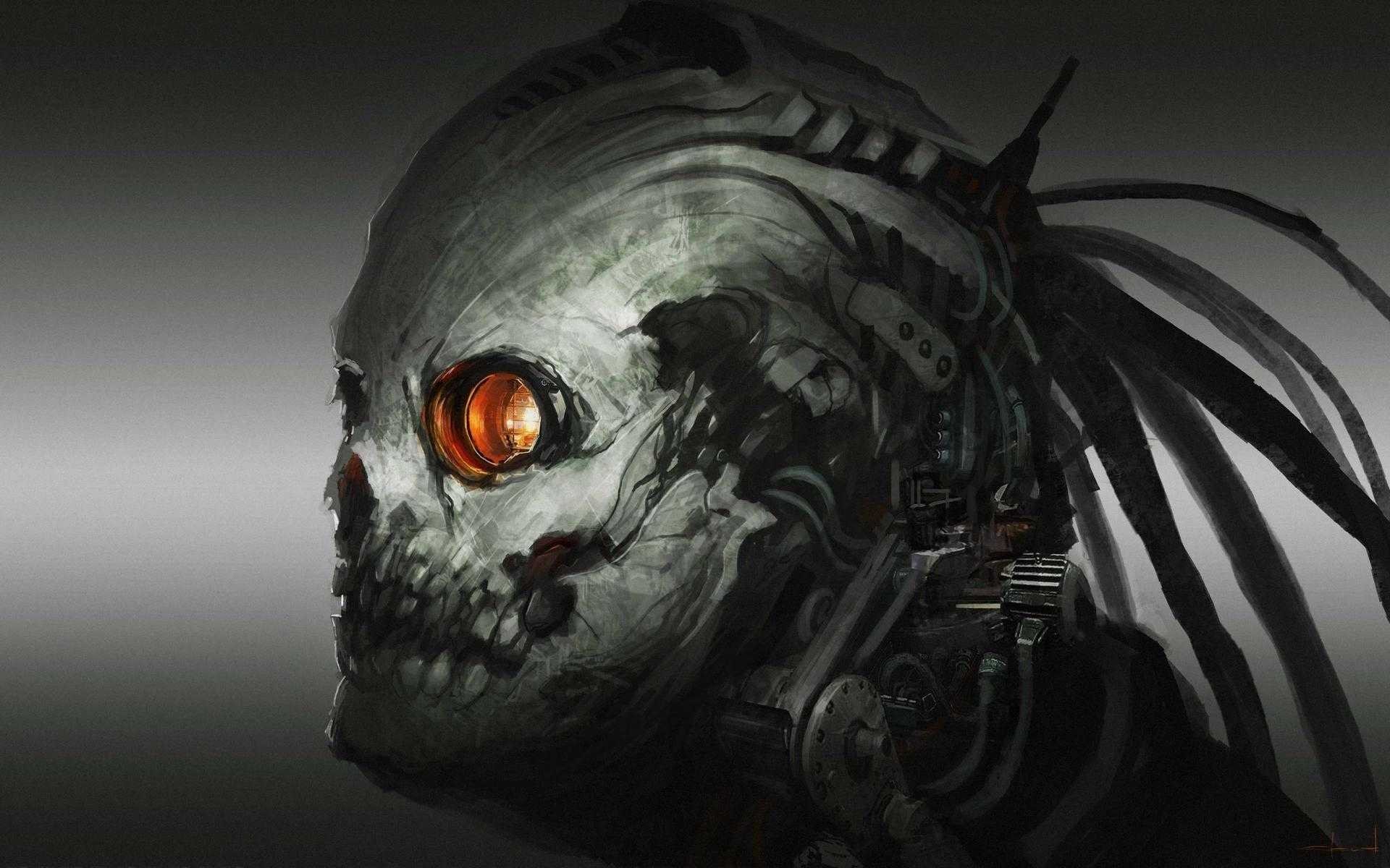 skull, Robot, Cyborg, Artwork, Science fiction Wallpaper
