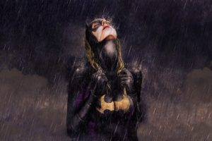 Batgirl, Big boobs, Closed eyes, Fan art, Drawing, Artwork, Rain