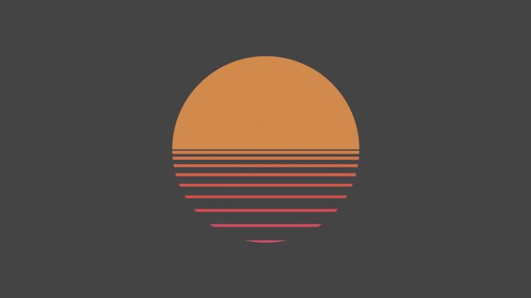 digital art, Minimalism, Simple background, Sun, Circle, Lines, Orange HD Wallpaper Desktop Background