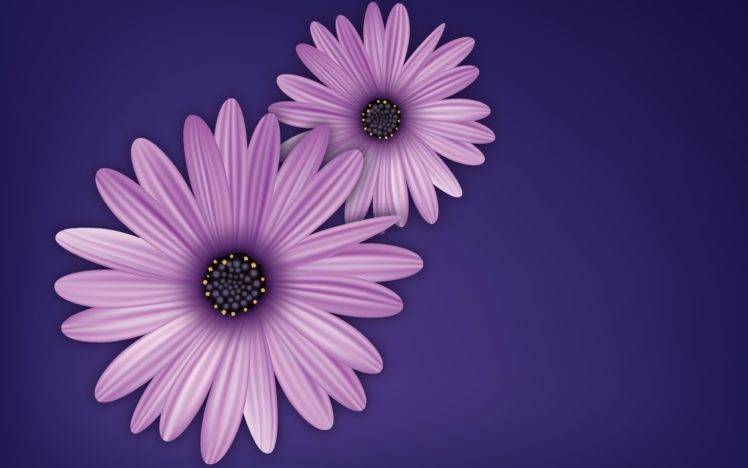 flowers, Purple, Vector, Digital art, Simple background HD Wallpaper Desktop Background