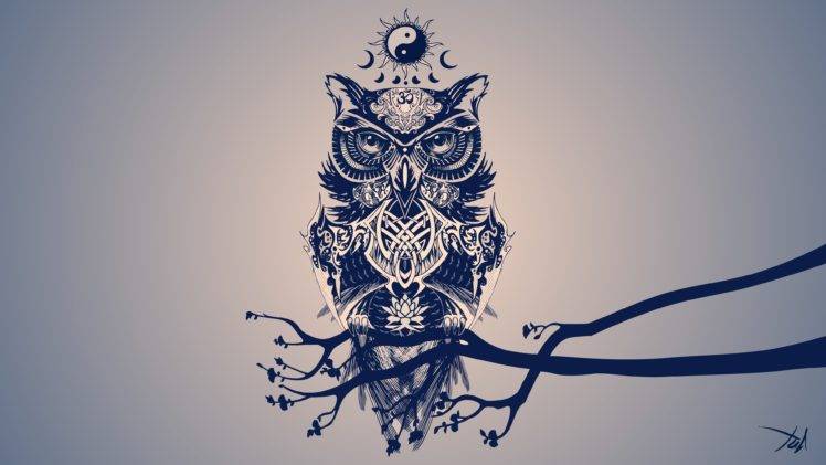 minimalism, Owl, Digital art HD Wallpaper Desktop Background