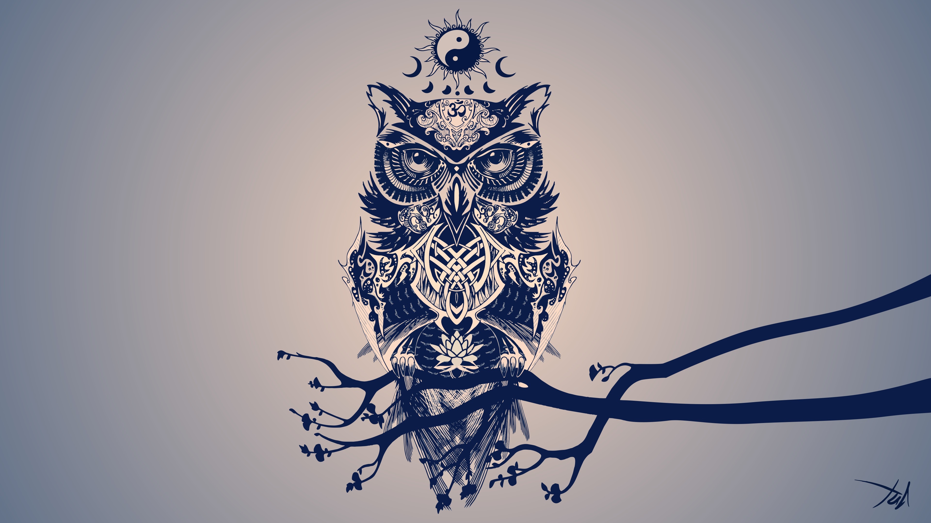 minimalism, Owl, Digital art Wallpaper
