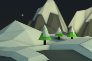abstract, Pixelated, Digital art, Artwork, Minimalism, Low poly, Trees, Mountains, Moon, Snow