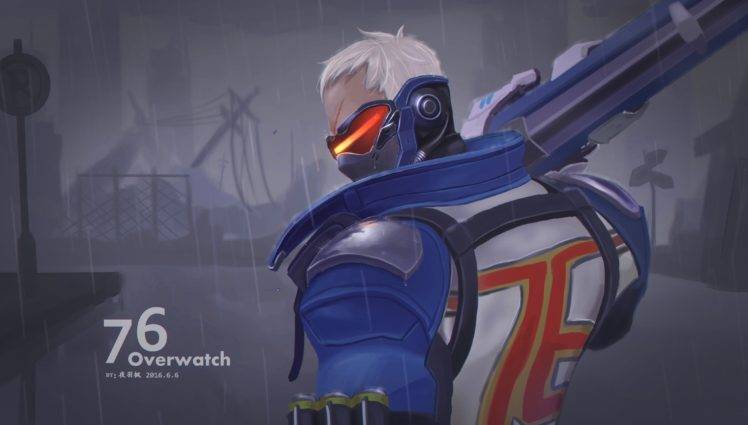 soldier 76 short hair white hair overwatch weapon gun rain wallpapers hd desktop and mobile backgrounds