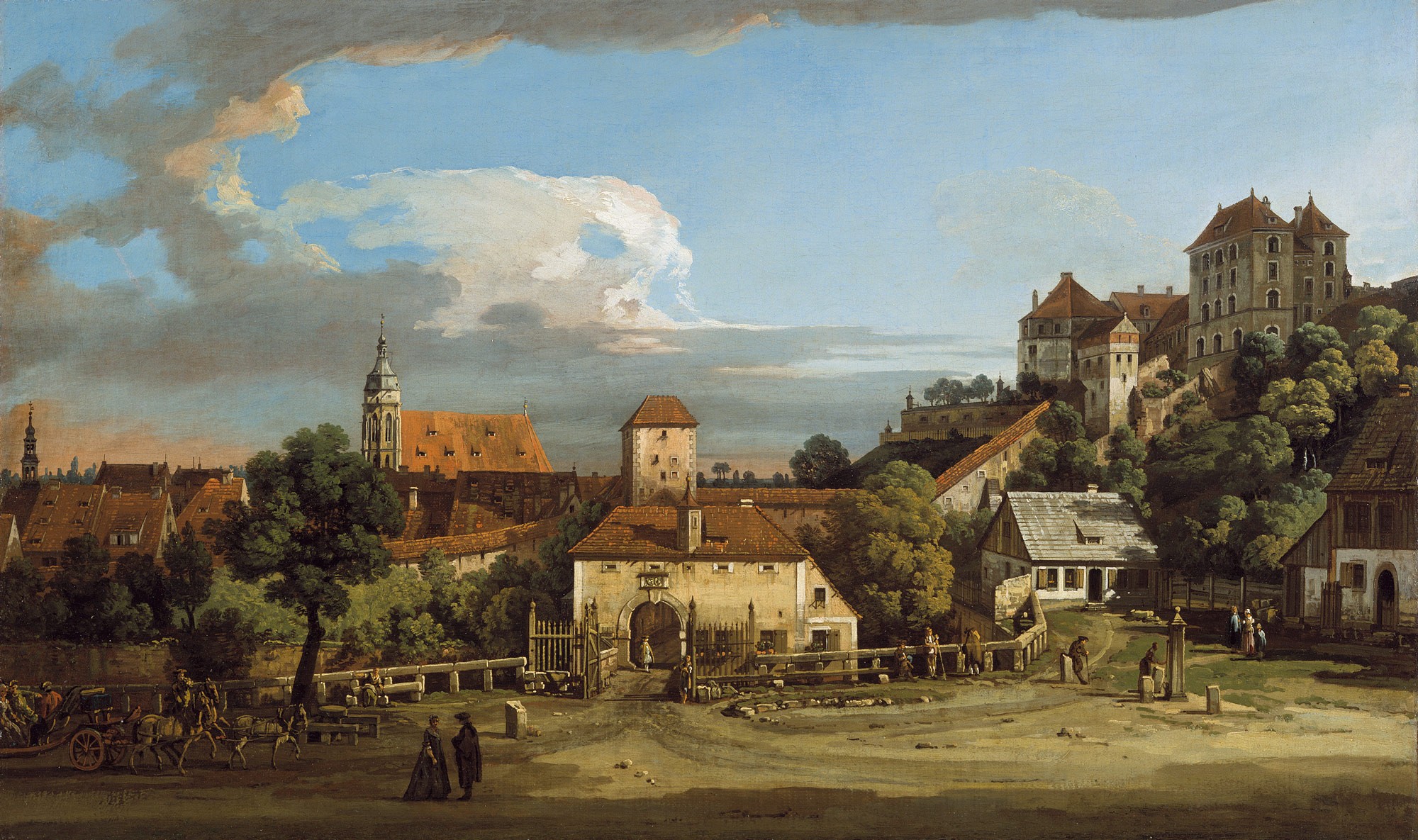 people, Artwork, Painting, Architecture, Building, Pirna, Germany, Village, Trees, Church, Ancient Wallpaper