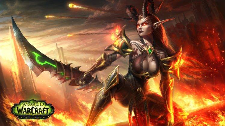 Demon Hunter,  World of Warcraft, World of Warcraft: Legion, Fantasy girl, Video games HD Wallpaper Desktop Background