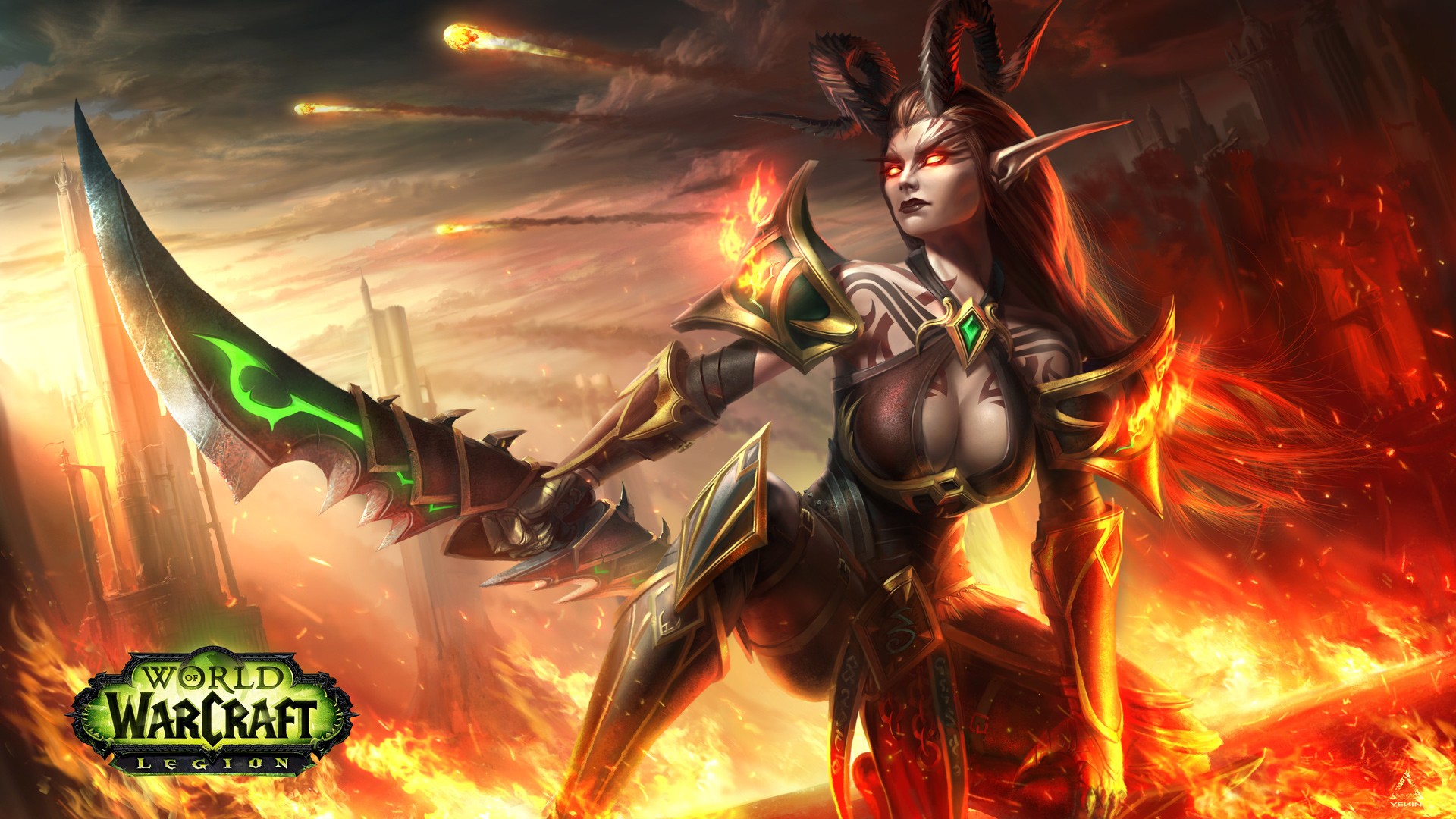 Demon Hunter,  World of Warcraft, World of Warcraft: Legion, Fantasy girl, Video games Wallpaper