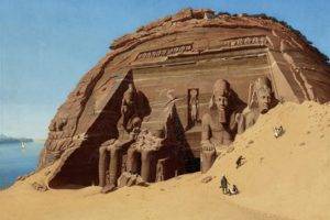 Ra, Men, Abu Simbel, Egypt, Sculpture, Statue, Rock, Egyptian, Artwork, Gods, Ancient, Water, River, Nile, Dune, Sand