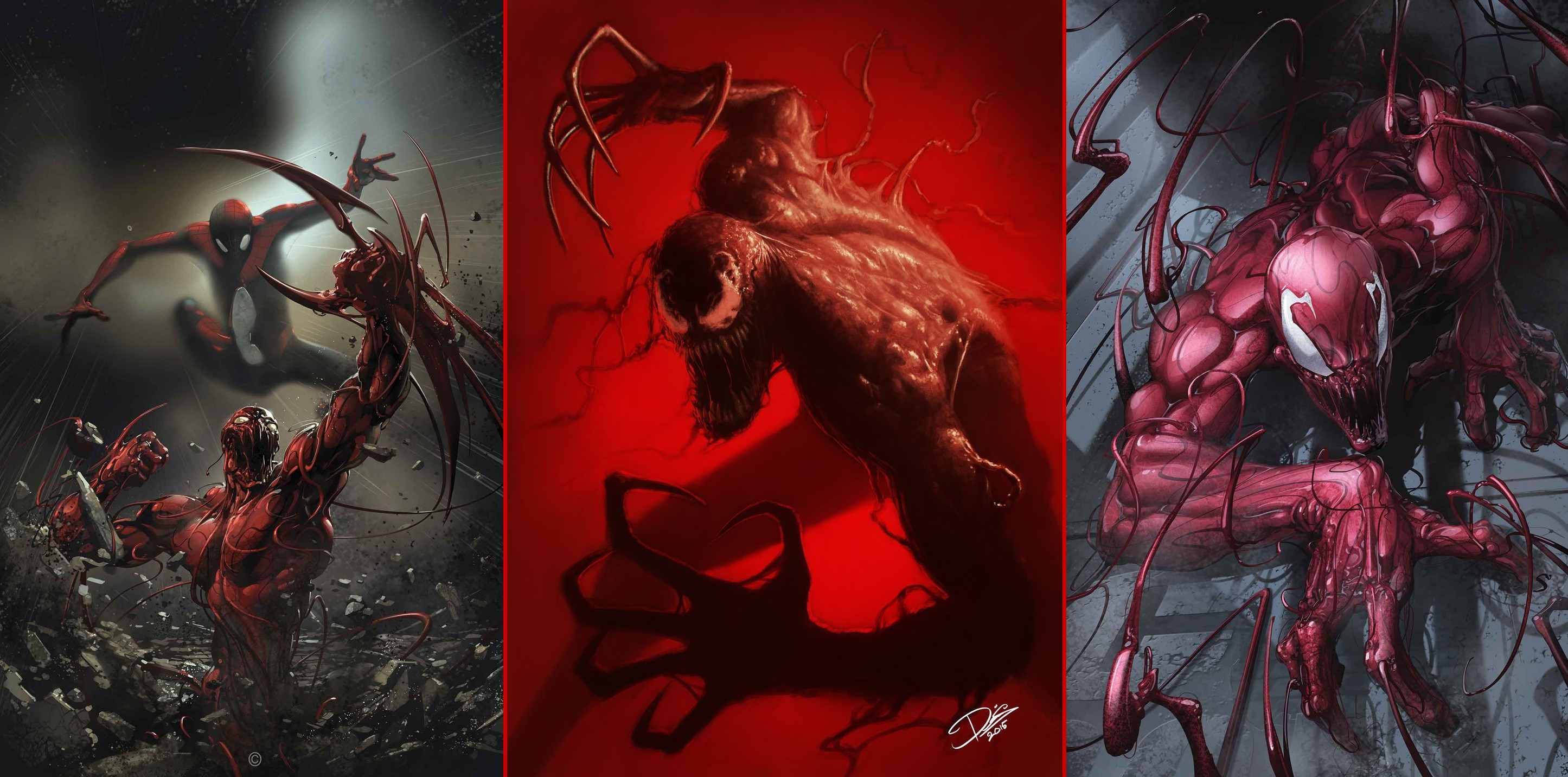 artwork, Collage, Spider Man, Carnage Wallpaper