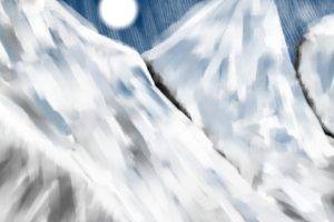 snow, Snowy mountain, Digital art