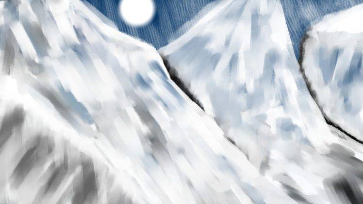 snow, Snowy mountain, Digital art HD Wallpaper Desktop Background