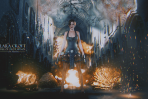 Lara Croft, Tomb Raider, Photo manipulation, Explosion