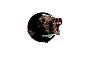 digital art, Animals, White background, Circle, Simple background, Fangs, Roar, Wildlife, Bears, Grizzly bear, Drawing