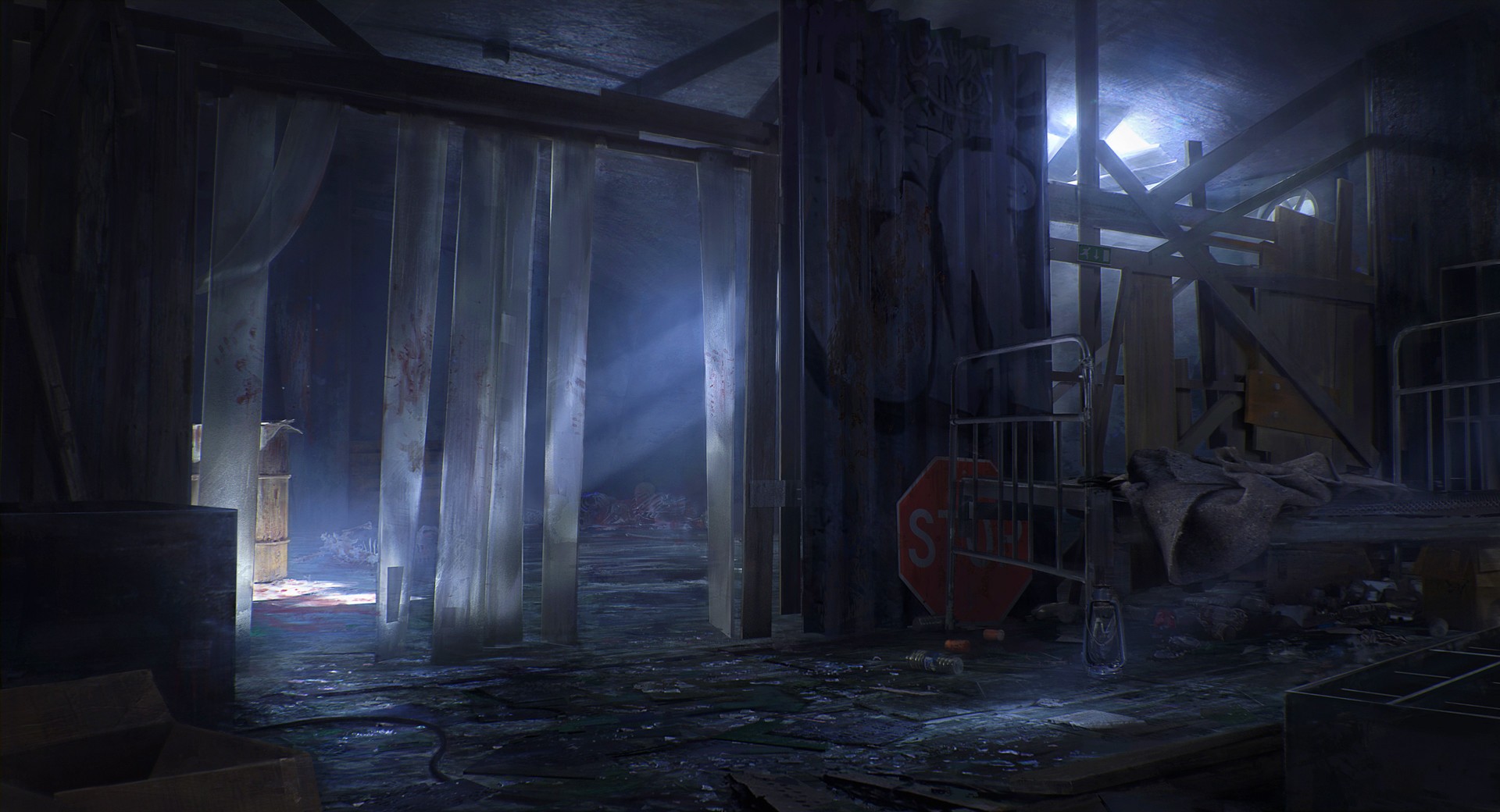 abandoned, Dark, Room, Blood, Digital art Wallpapers HD / Desktop and