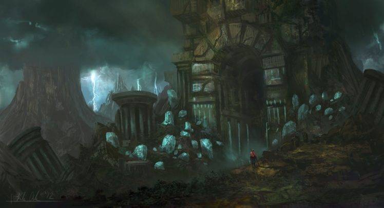 artwork, Apocalyptic, Ruins, Crystal HD Wallpaper Desktop Background