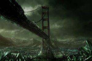 artwork, Apocalyptic, Bridge, Crystal, Dark, Destruction, Science fiction, Command & Conquer 3: Tiberium Wars