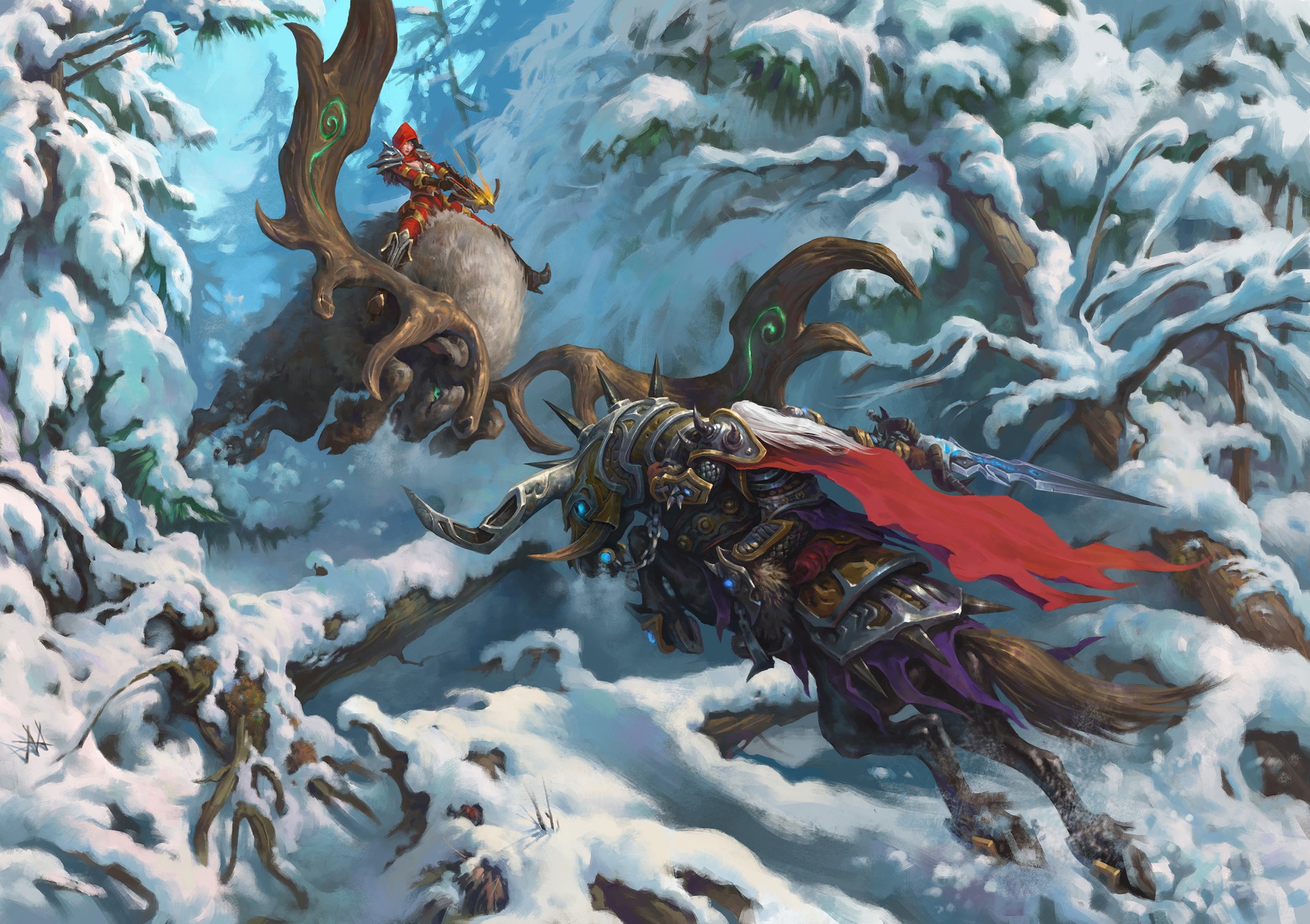 Arthas Menethil, Demon Hunter, Fantasy art, Warcraft, Diablo III Wallpaper