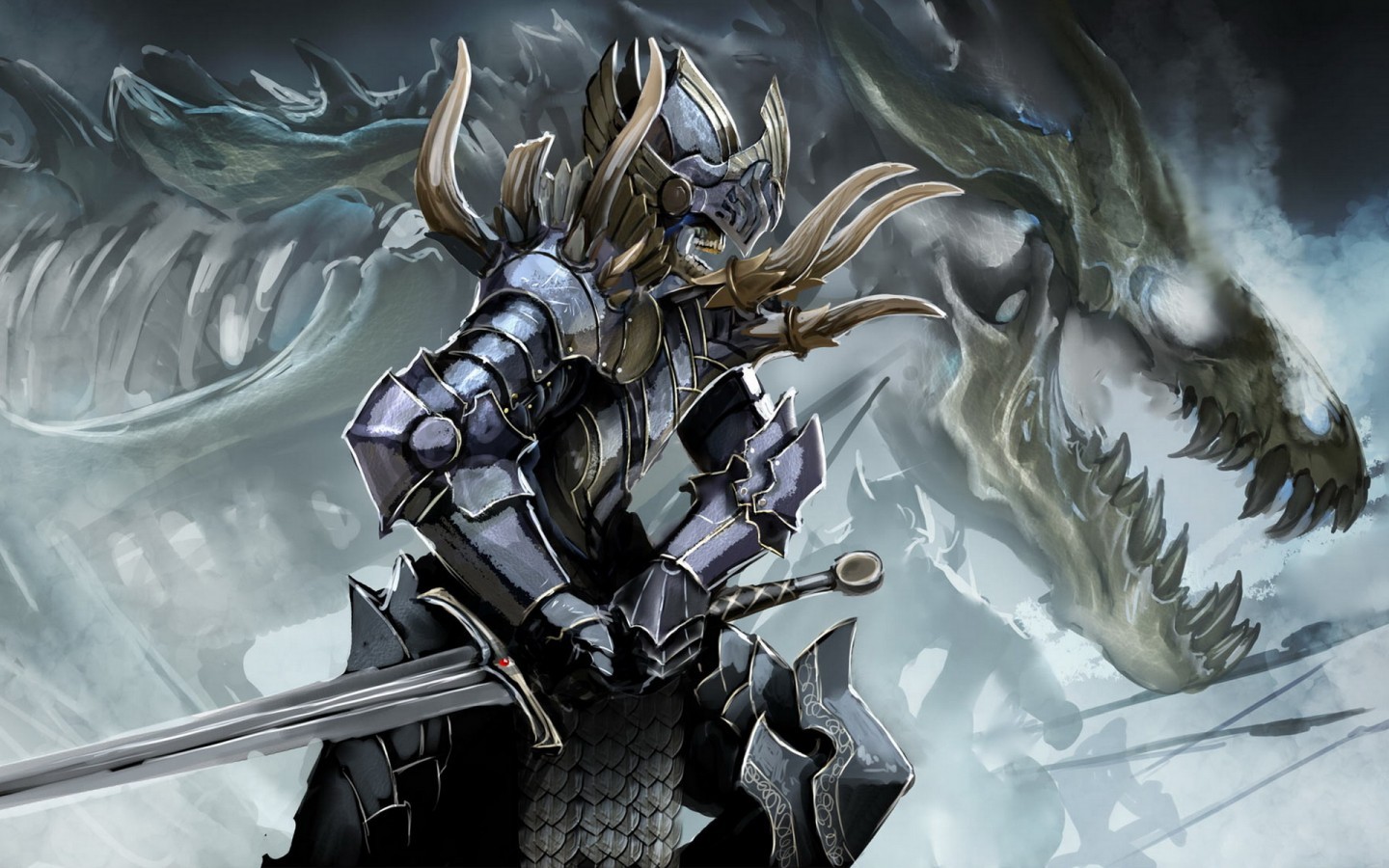 artwork, Armor, Skeleton, Sword Wallpaper
