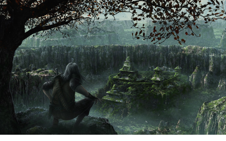 warrior, Artwork, Ruin, Trees HD Wallpaper Desktop Background