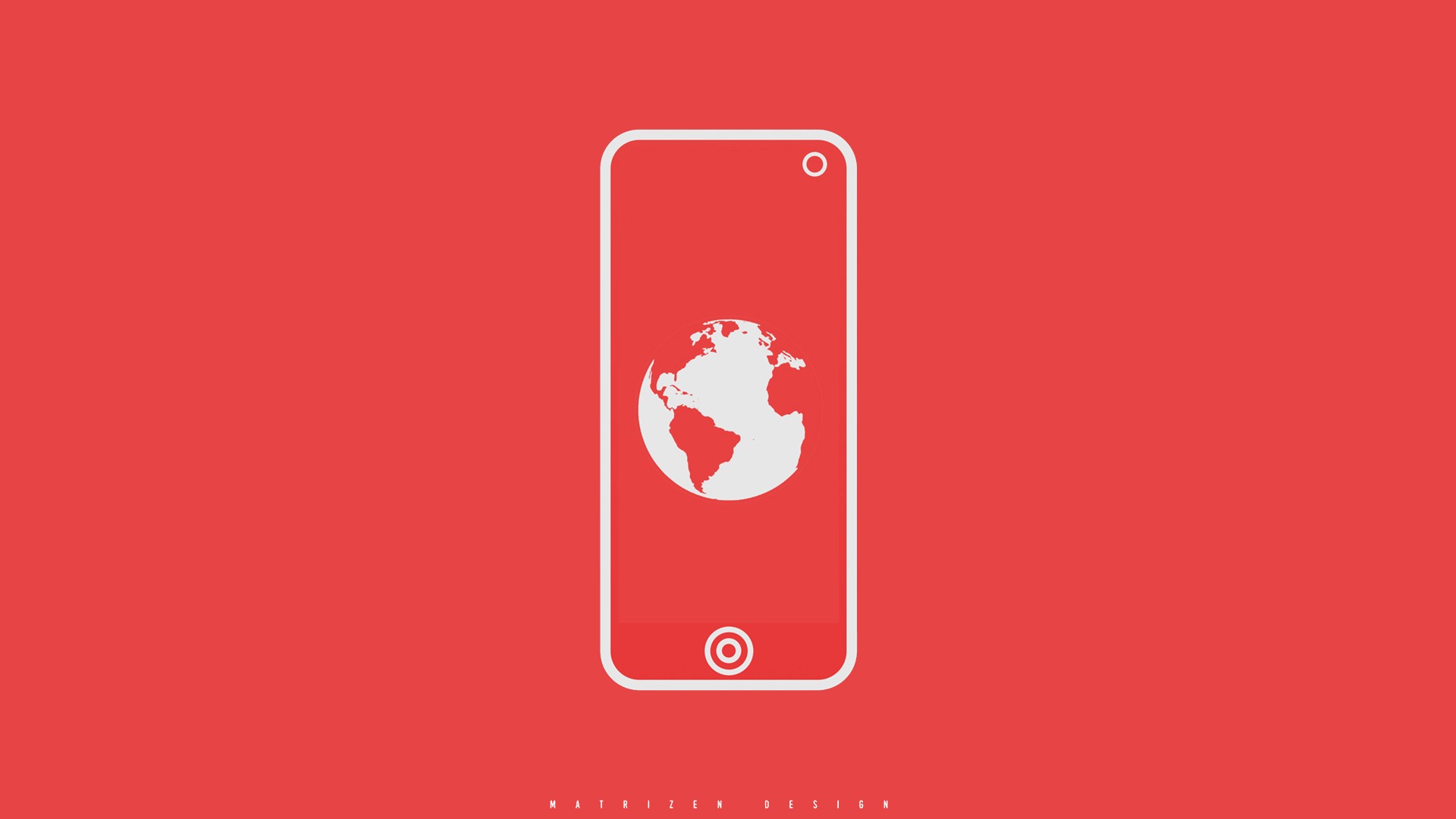 minimalism, Phone, Red, Simple background, Digital art, 2D, Earth Wallpaper
