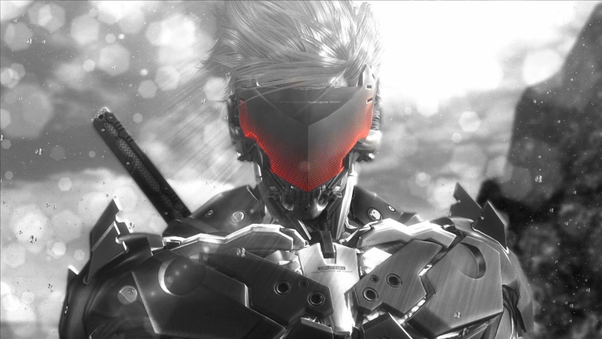 Metal Gear Rising: Revengeance, Raiden, Ninja robots, Sword, Glowing, Monochrome, Cyborg Wallpaper