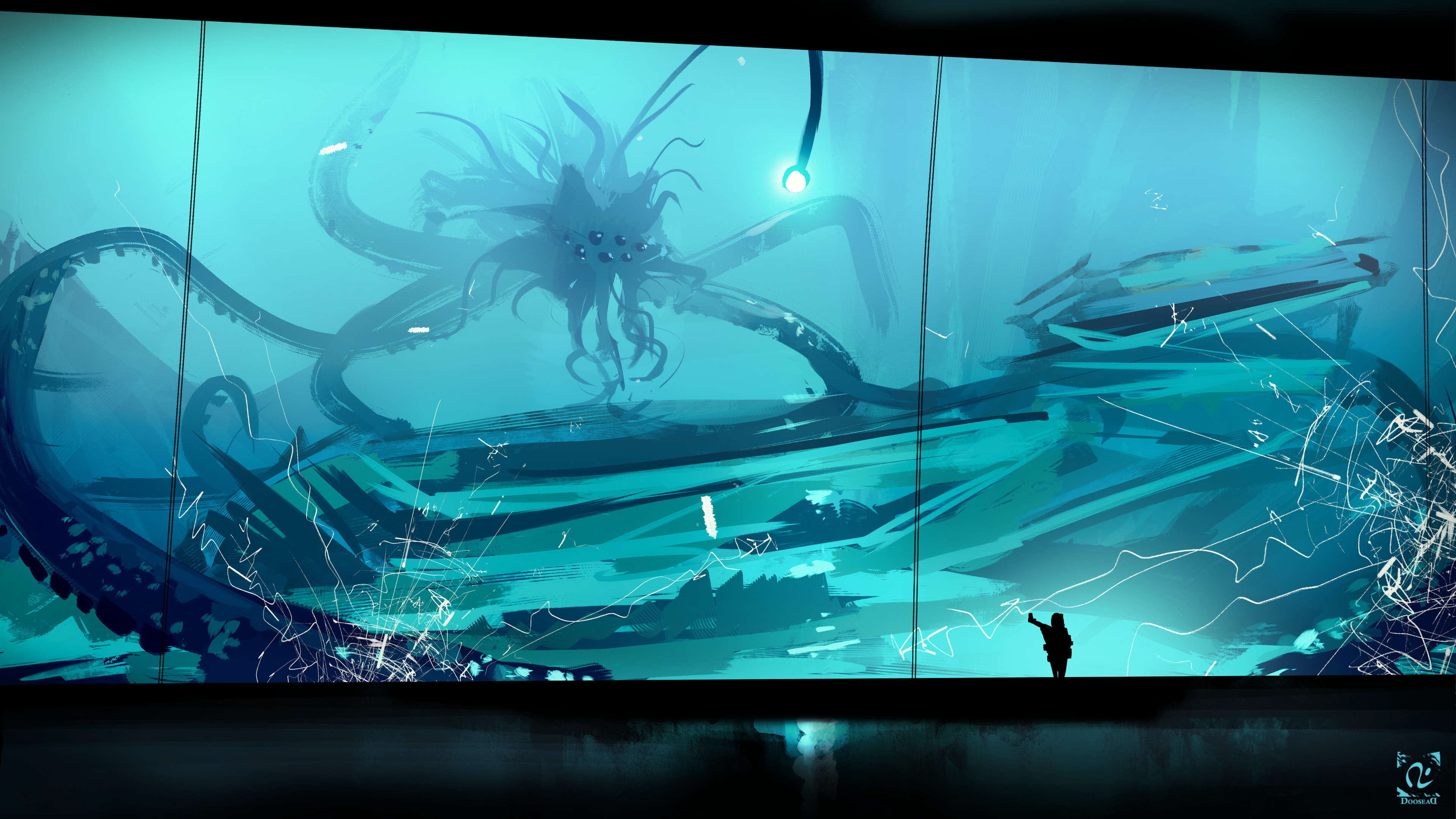 aquarium, Digital art, Glass Wallpaper