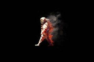 astronaut, Space, Fire, Burn, Spacesuit, NASA, Spaceman, Minimalism, Abstract, Burning