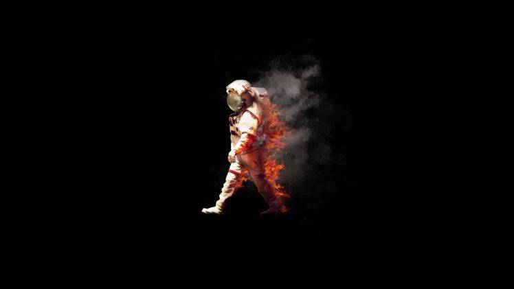 astronaut, Space, Fire, Burn, Spacesuit, NASA, Spaceman, Minimalism, Abstract, Burning HD Wallpaper Desktop Background