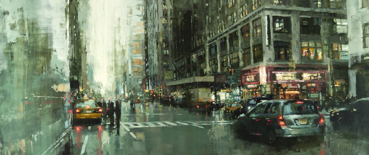 ultra wide, Painting, Artwork, Cityscape, City HD Wallpaper Desktop Background