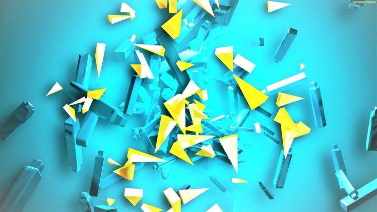 abstract, Blue, Yellow, Shards, 3D, Colorful HD Wallpaper Desktop Background