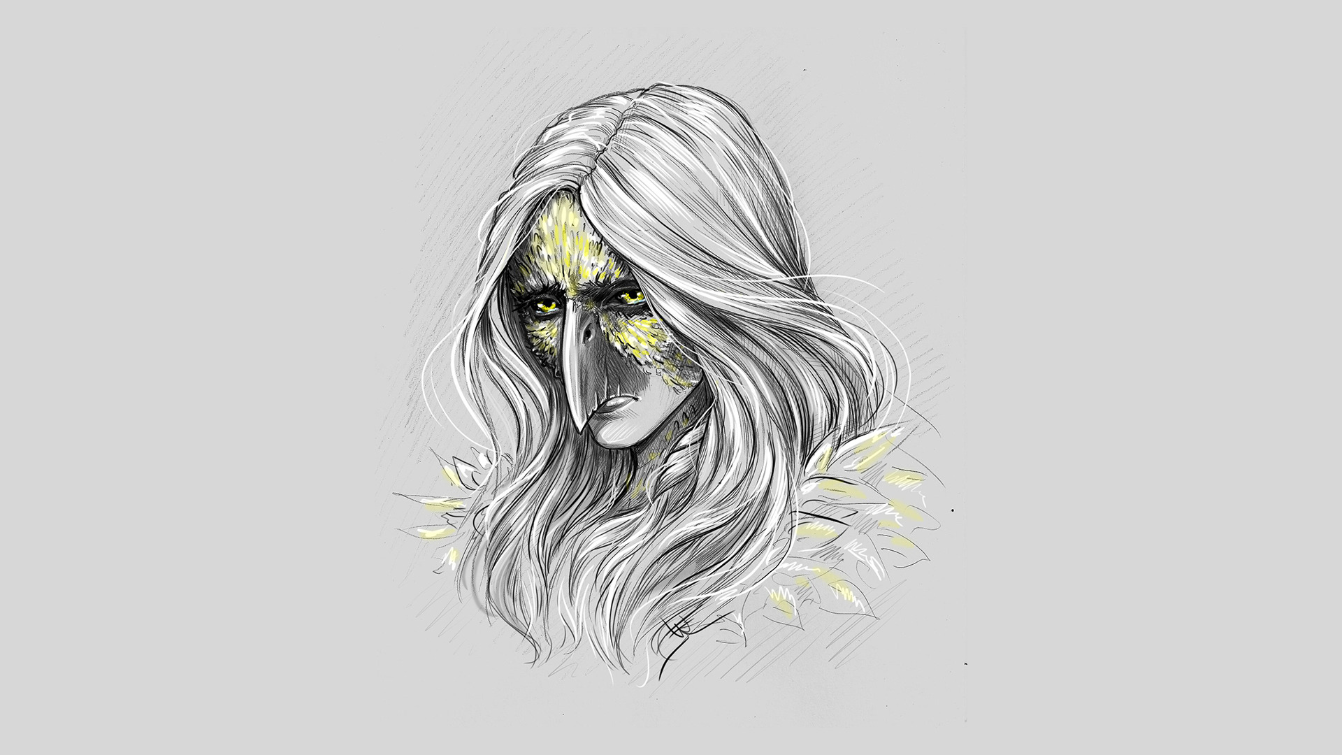 The Witcher 3: Wild Hunt, The Witcher, Fan art, Yellow eyes Wallpaper