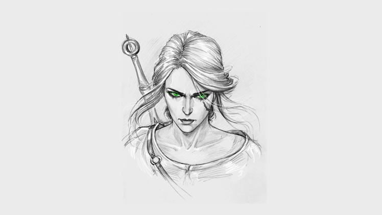 green eyes, The Witcher 3: Wild Hunt, Cirilla, Fan art, The Witcher HD Wallpaper Desktop Background
