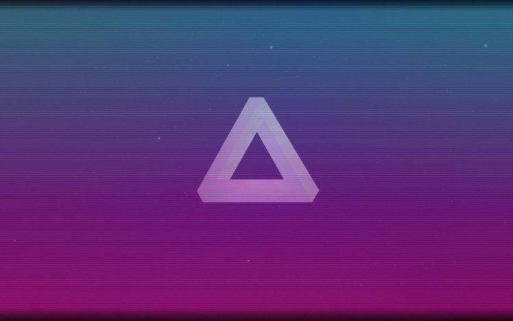 scanlines, Shapes, Abstract, Penrose triangle HD Wallpaper Desktop Background