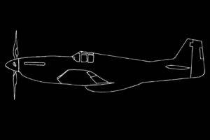 digital art, Airplane, Sketches, Black backgorund, North American P 51 Mustang