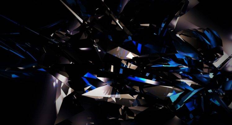 black, Dark, Abstract, 3D, Shards, Glass, Blue, Bright HD Wallpaper Desktop Background