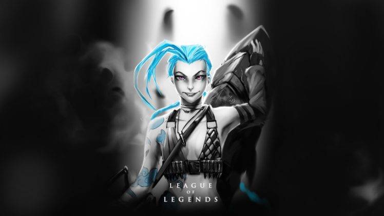 Jinx (League of Legends), Blue hair, League of Legends HD Wallpaper Desktop Background