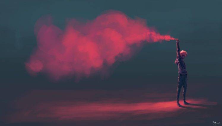 digital art, Flares, Red, Smoke HD Wallpaper Desktop Background