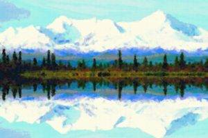 digital art, Photo manipulation, Photoshopped, Mountains, Lake, Reflection