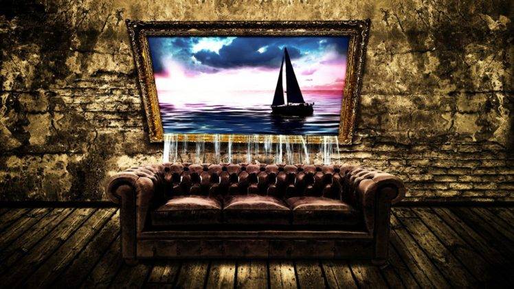 couch, Surreal, Digital art HD Wallpaper Desktop Background