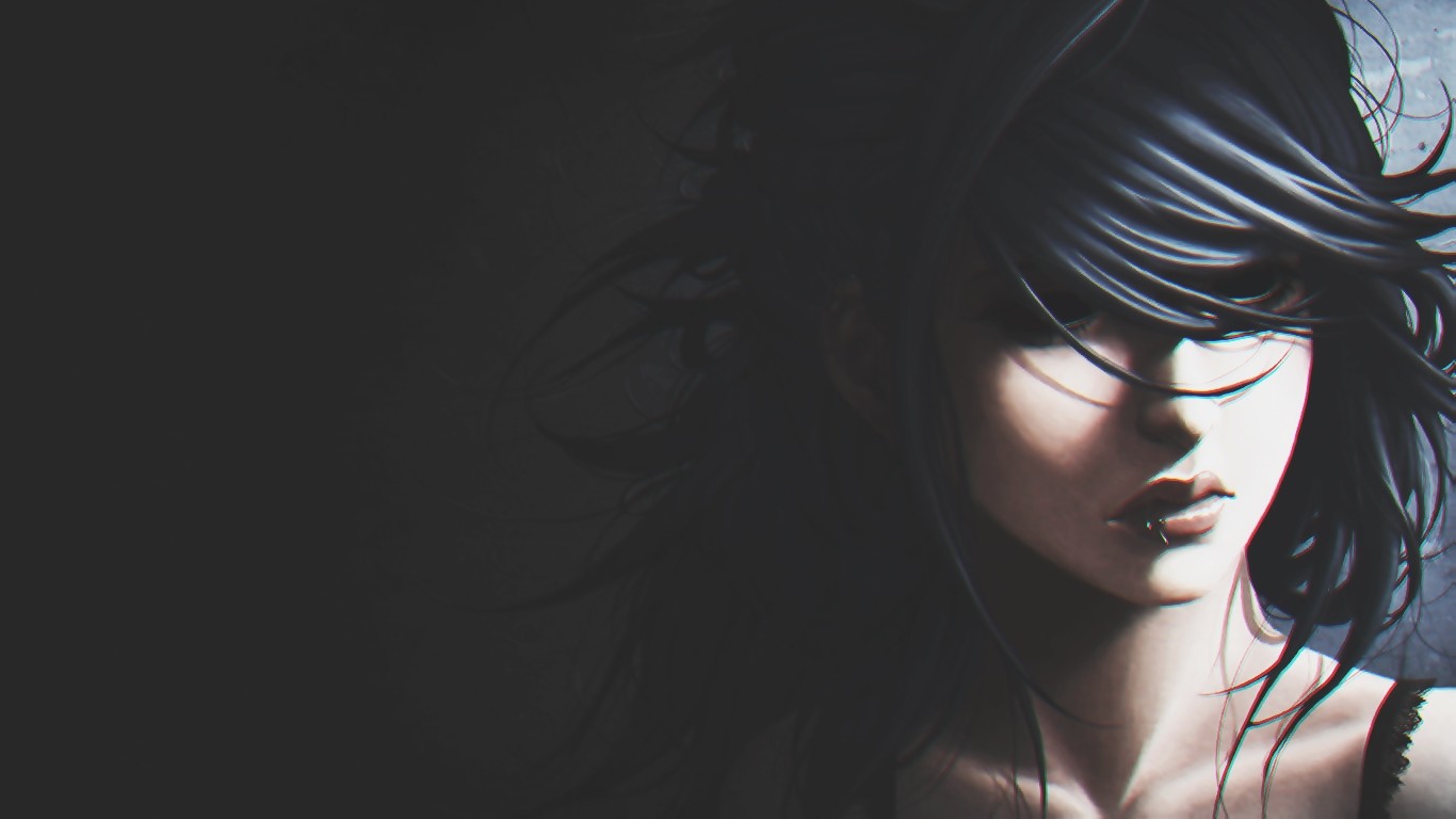 face, Anime girls, Digital art, Gothic Wallpaper