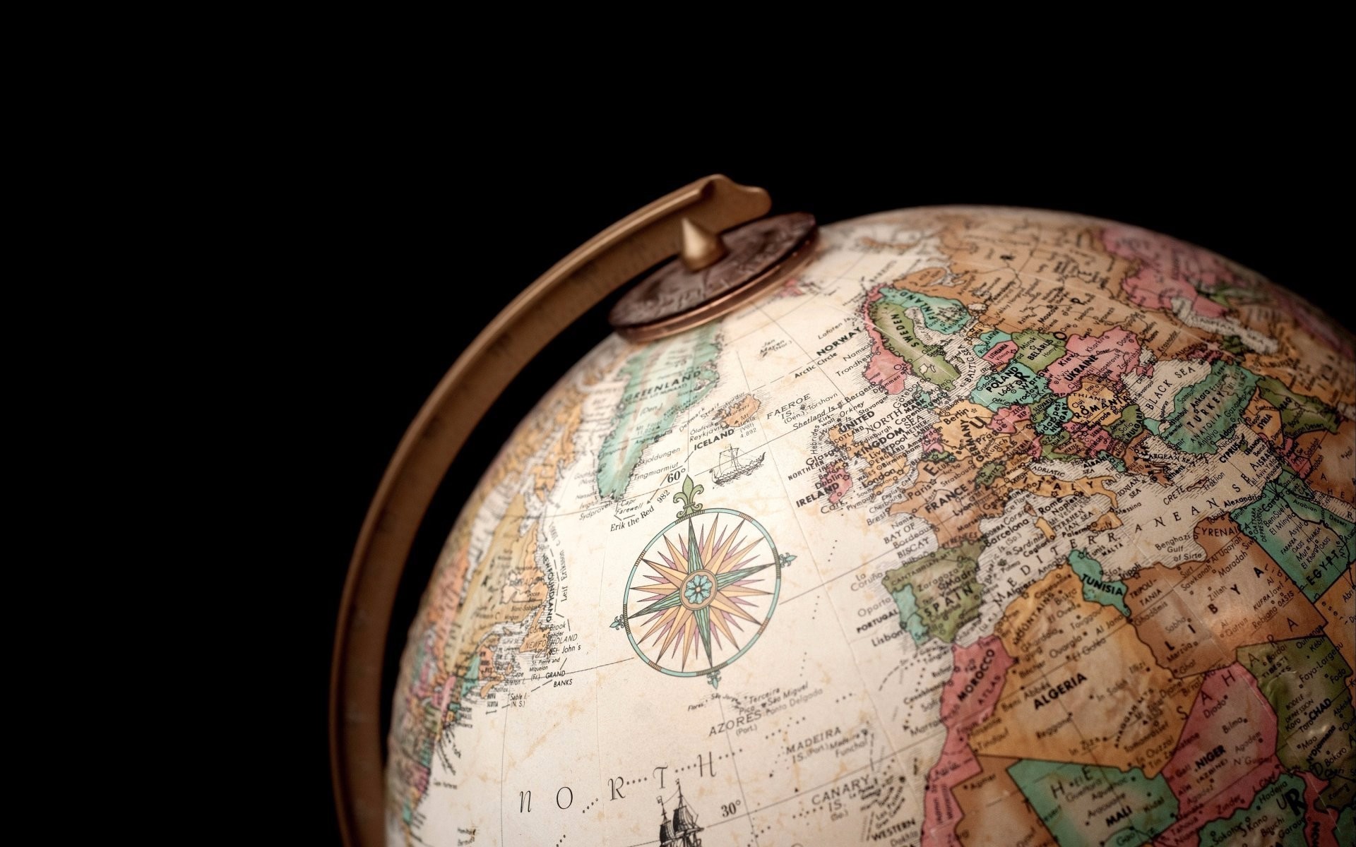 minimalism, Artwork, Globes, World map Wallpaper