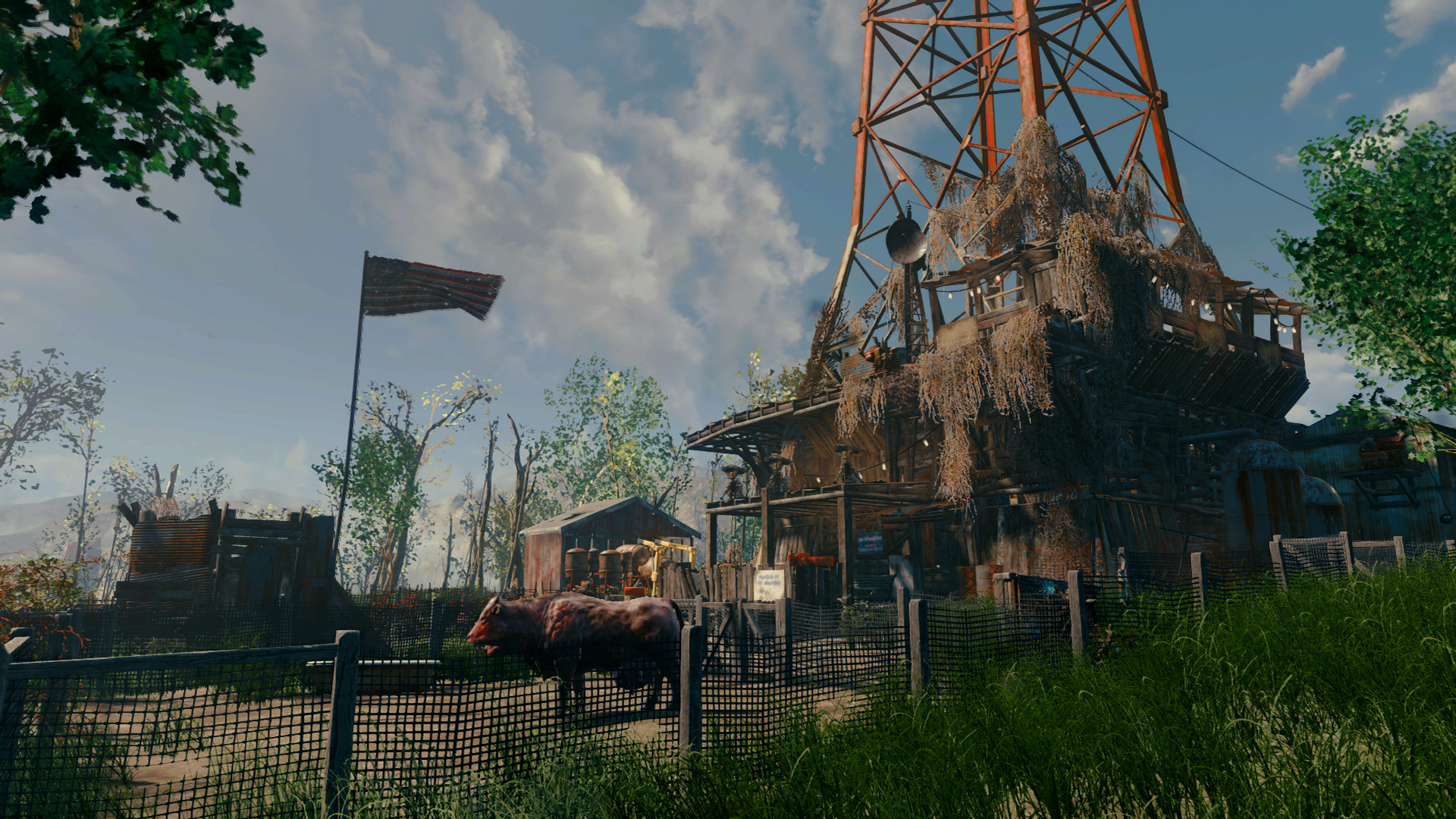 Fallout 4, Xbox One, Abernathy Farm, Farm, Apocalyptic, Cow Wallpaper