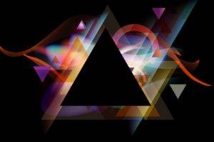 abstract, Geometry, Black background, Colorful, Triangle