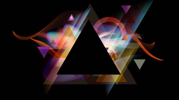 abstract, Geometry, Black background, Colorful, Triangle HD Wallpaper Desktop Background