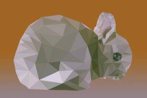 rabbits, Low poly, Animals, Digital art